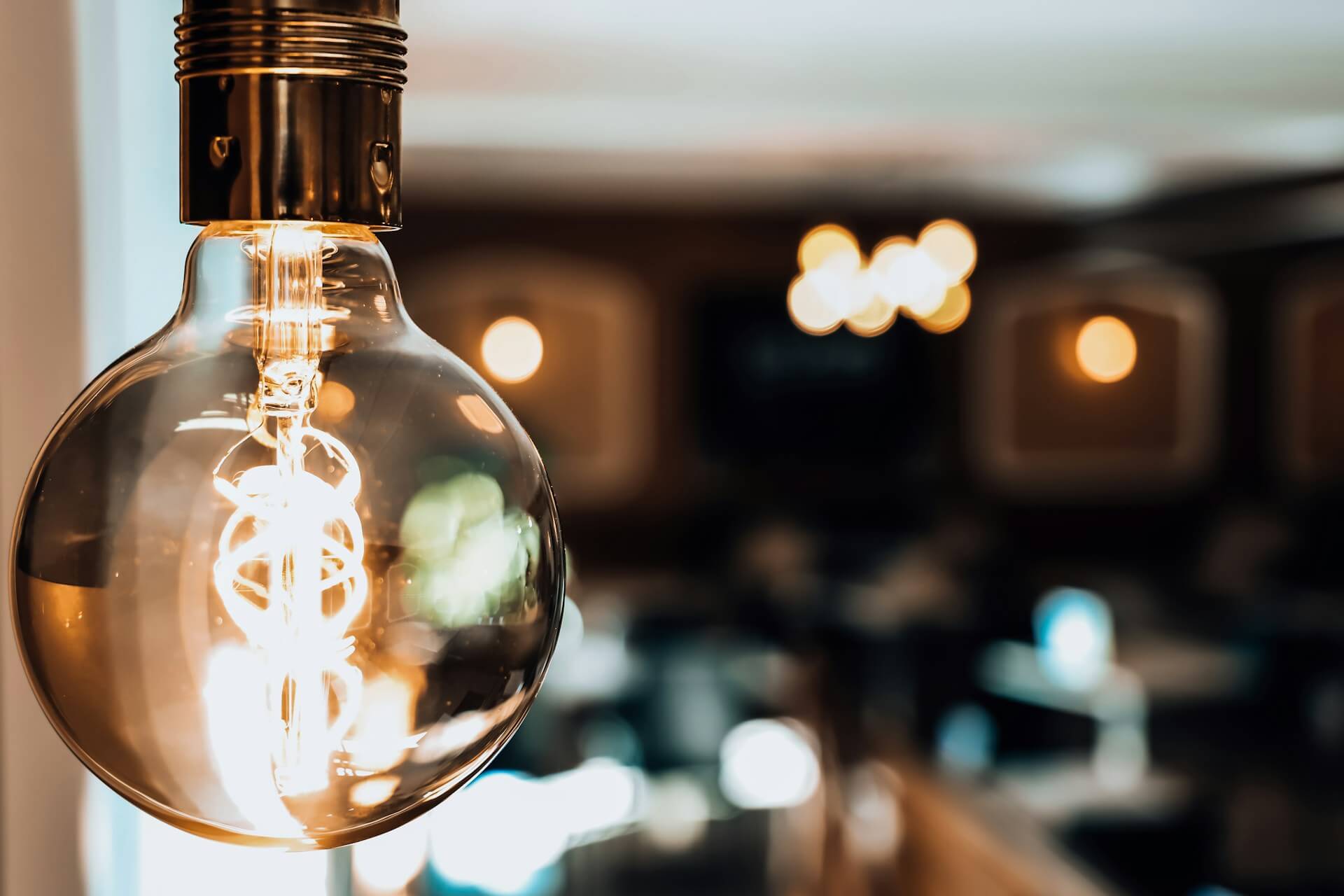 close-up of a lit lightbulb